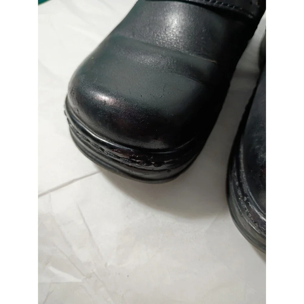 Klogs Woman 7.5 Leather Upper Slip On black Wedge Clogs workwear casual comfort